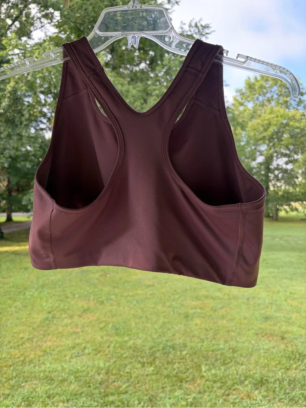 Nike Dri-Fit Mauve Sports Bra Black Swoosh Sz XL athletic gym exercise run walk